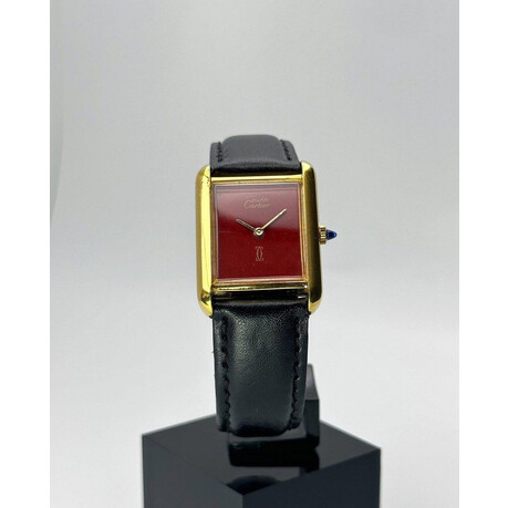 (SOLD!!) 23mm • Cartier Tank Burgundy Red Dial Manual Winding